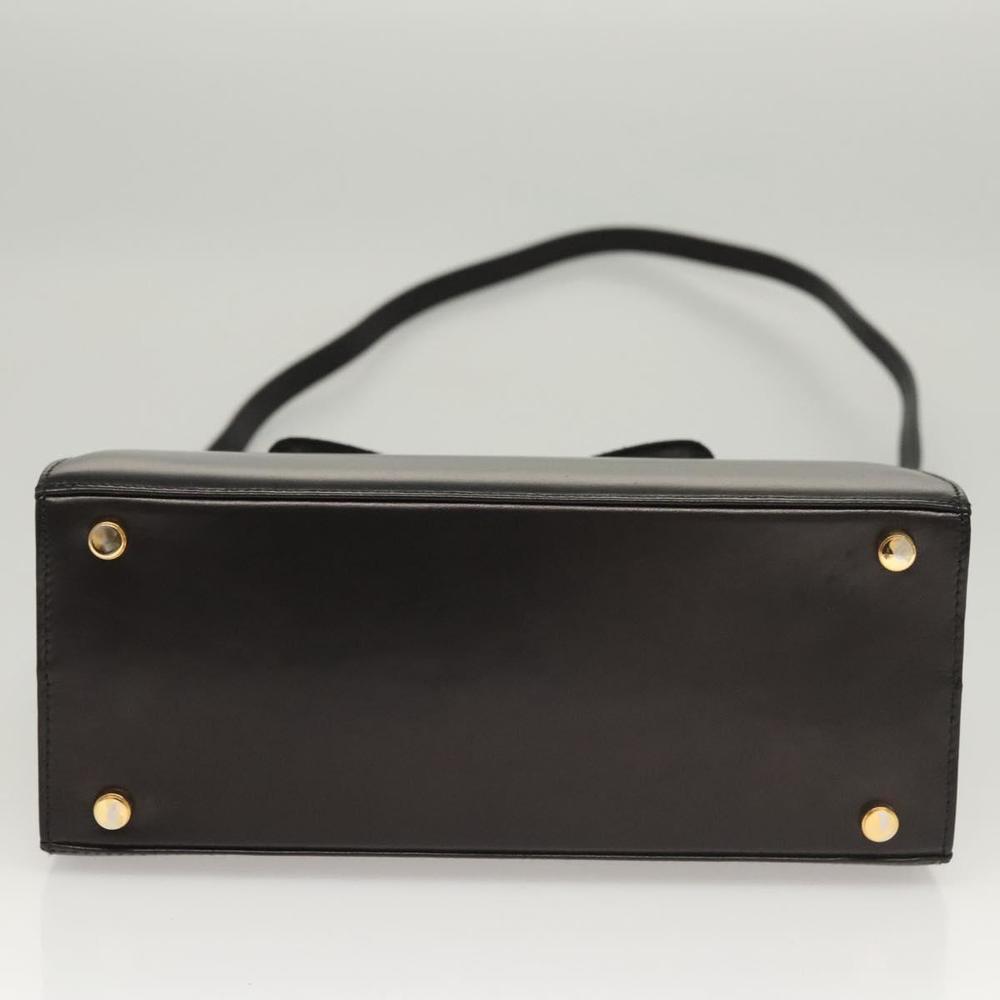 Salvatore Ferragamo Vala Hand Bag Leather 2way Black Gold Auth gh079 - Picture 5 of 16